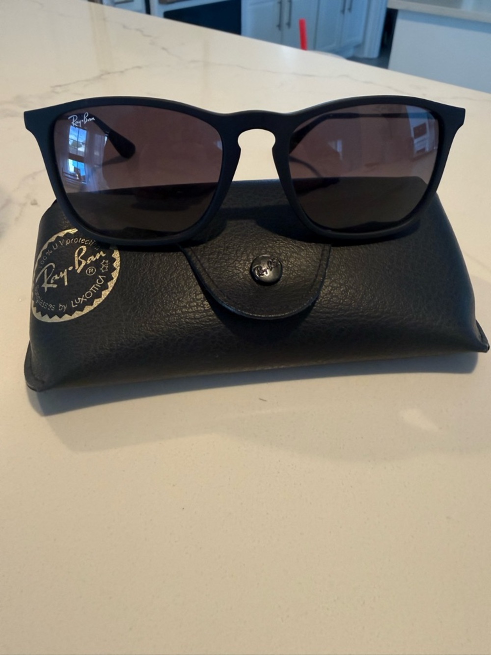Ray-Ban Chris Matte Black Sunglasses with Brown Lenses